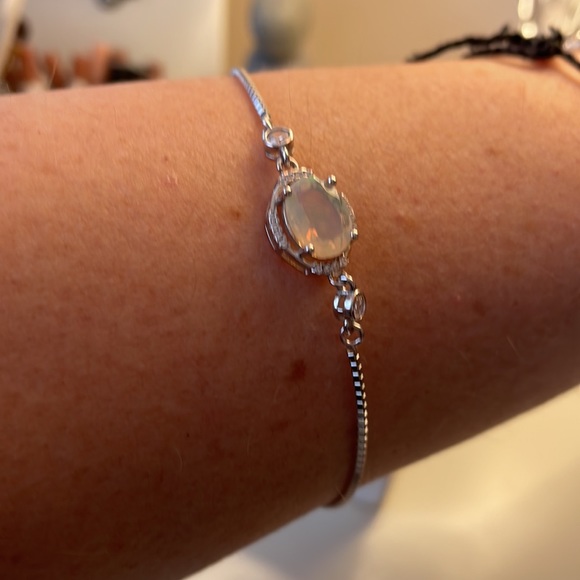 Imported Natural Opal .925 Sterling Silver BOLO Adjustable Bracelet - Picture 5 of 6